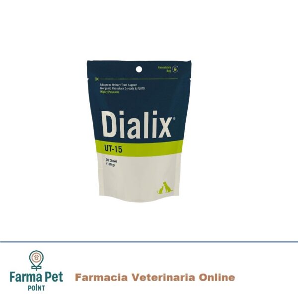 DIALIX UT-15 30 CHEWS 60G Integratore per la salute delle basse vie urinarie formulato in chews altamente appetibili. Per Cani