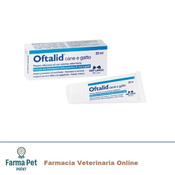 OFTALID POMATA OFTALMICA 20ML è una pomata oftalmica, emolliente, idratante, per lenire e proteggere le strutture palpebrali di cani e gatti.